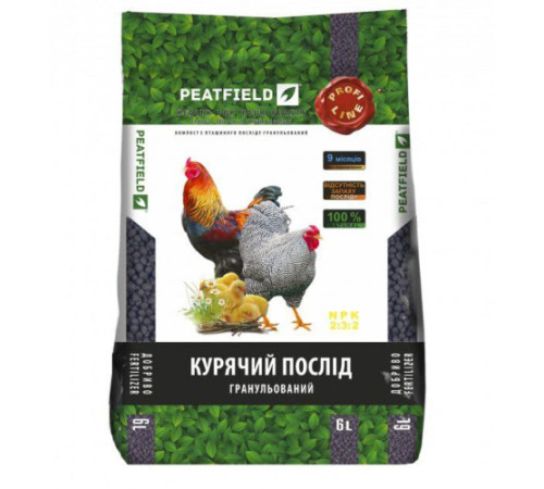 Компост из куриного помета гранулированный PeatField 6л