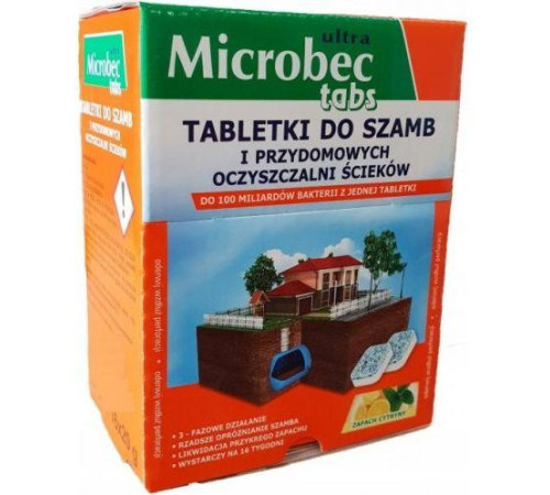 Препарат Мікробек Microbec Ultra TABS для септиків та вигрібних ям 16шт*20г Bros 