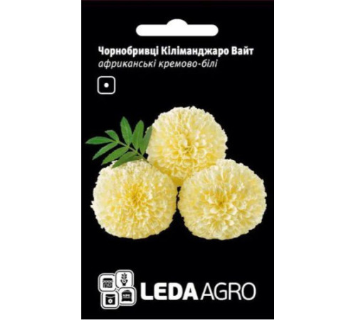 ТМ LEDAAGRO Чорнобривці Кіліманджаро Вайт африканські кремово-білі 0,2 г